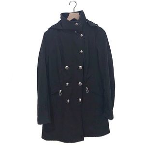 Calvin Klein water resistant windbreaker coat adjustable removable hood XS black